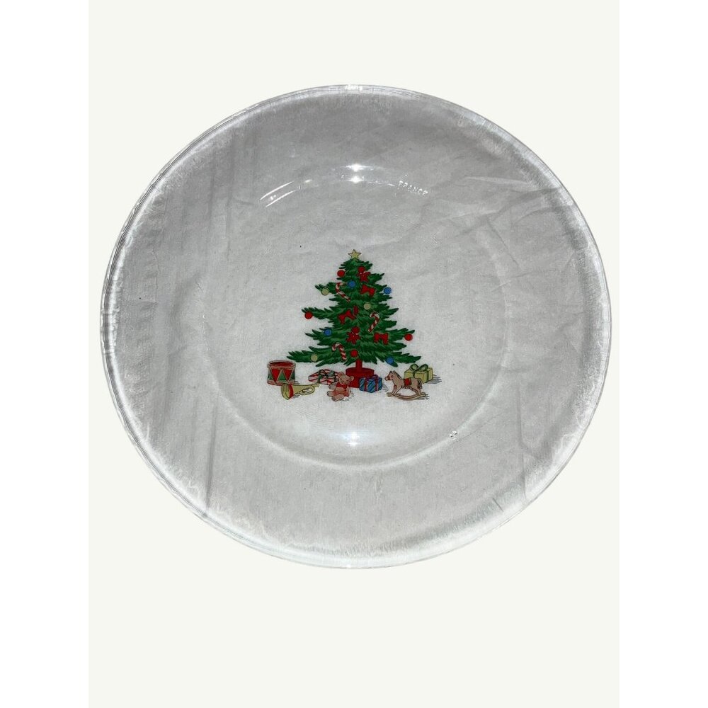 Arcoroc France Glass Christmas Tree Dessert Plate